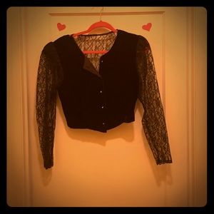 Black velvet and lace vintage shirt